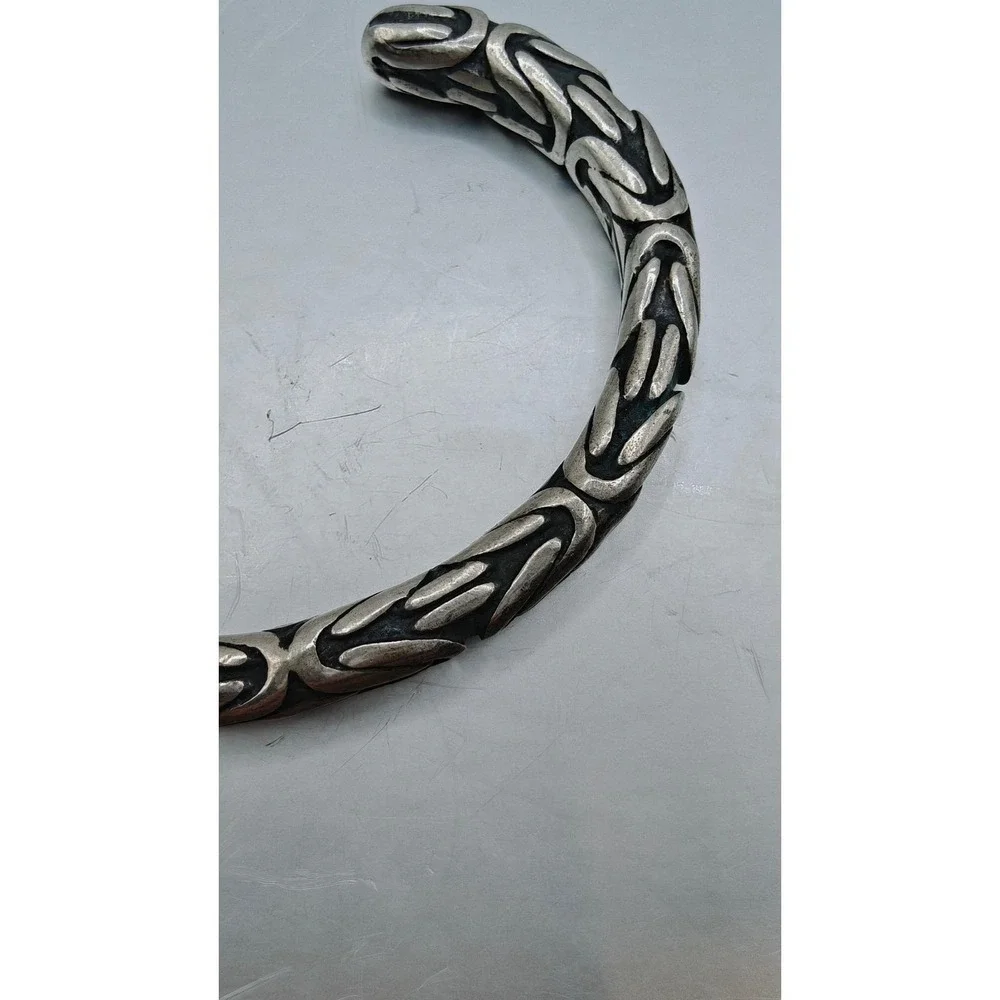 Heavy Sterling Silver Byzantine Kings Braid Cuff Bracelet 60g